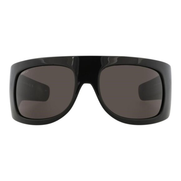 Gucci Womens Shield/Wrap Black Black Grey Fashion Designer Eyewear - Picture 1 of 4